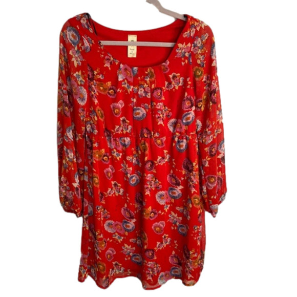 ANTHROPOLOGIE | RED FLORAL DRESS |NEEDLE & THREAD - Picture 1 of 3